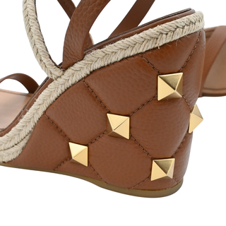 VALENTINO GARAVANI | Tan Roman Stud Espadrille Wedges