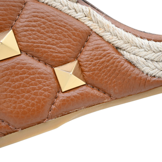 VALENTINO GARAVANI | Tan Roman Stud Espadrille Wedges