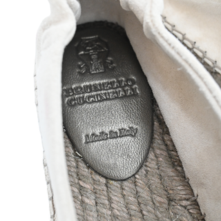 BRUNELLO CUCINELLI | Beige Canvas & Suede Ruched Monili Espadrilles
