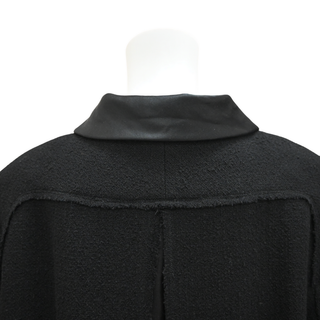 CHANEL | Black Tweed Satin Trim Overcoat