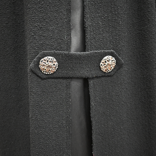 CHANEL | Black Tweed Satin Trim Overcoat