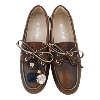 MIU MIU | Brown Leather Deck Shoes