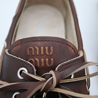 MIU MIU | Brown Leather Deck Shoes