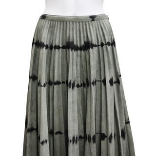 DIOR | Olive & Black Tie-Dye Pleated Midi Skirt