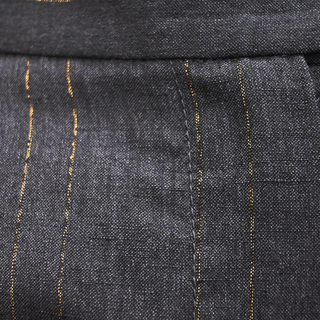 BRUNELLO CUCINELLI | Charcoal Gold Metallic Pinstriped Pants
