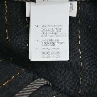 BRUNELLO CUCINELLI | Charcoal Gold Metallic Pinstriped Pants
