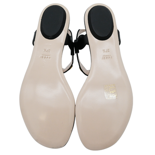 GUCCI | Willow Faux Pearl Black Leather T-Strap Sandals