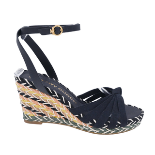 TORY BURCH | Navy & Multicolor Espadrille Wedges