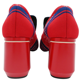 PRADA | Red & Blue Knit Logo-Print Heels