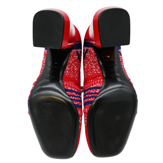 PRADA | Red & Blue Knit Logo-Print Heels