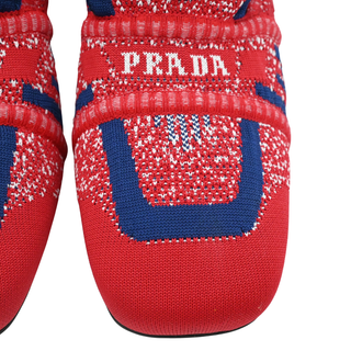 PRADA | Red & Blue Knit Logo-Print Heels