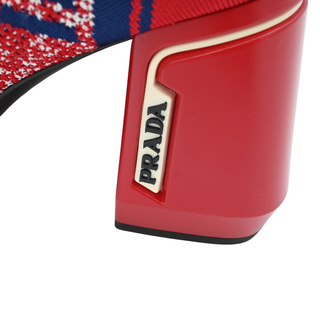 PRADA | Red & Blue Knit Logo-Print Heels