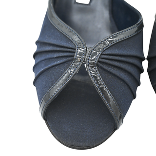 MANOLO BLAHNIK | Navy Ruched Peep Toe Pumps