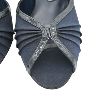 MANOLO BLAHNIK | Navy Ruched Peep Toe Pumps