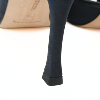 MANOLO BLAHNIK | Navy Ruched Peep Toe Pumps
