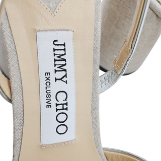 JIMMY CHOO | Beige Linen Metallic Slingback Sandals