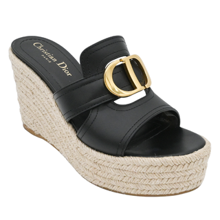 CHRISTIAN DIOR | 30 Montaigne Black Espadrille Wedges