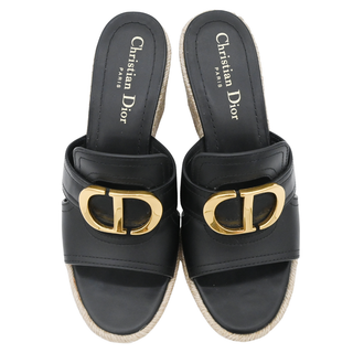 CHRISTIAN DIOR | 30 Montaigne Black Espadrille Wedges