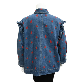 FARM RIO | Flower Embroidered Denim Shirt Jacket