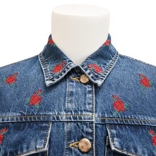 FARM RIO | Flower Embroidered Denim Shirt Jacket