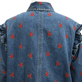 FARM RIO | Flower Embroidered Denim Shirt Jacket
