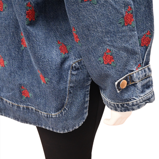 FARM RIO | Flower Embroidered Denim Shirt Jacket