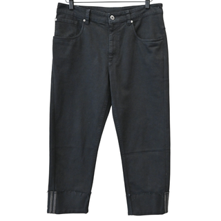 BRUNELLO CUCINELLI | Faded Black Cropped Raw Edge Jeans