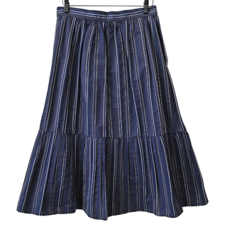 CHRISTIAN DIOR | Navy Striped Tiered Midi Skirt