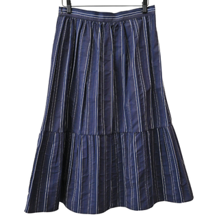 CHRISTIAN DIOR | Navy Striped Tiered Midi Skirt