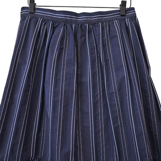 CHRISTIAN DIOR | Navy Striped Tiered Midi Skirt