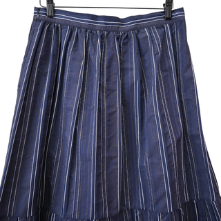 CHRISTIAN DIOR | Navy Striped Tiered Midi Skirt