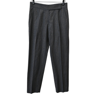 BRUNELLO CUCINELLI | Charcoal Gold Metallic Pinstriped Pants