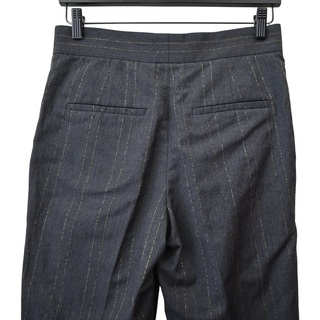 BRUNELLO CUCINELLI | Charcoal Gold Metallic Pinstriped Pants
