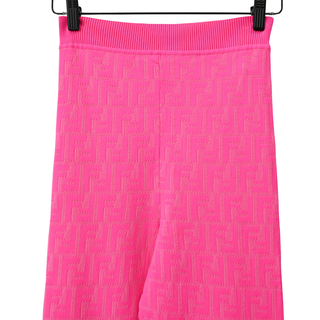 FENDI | Neon Pink FF Monogram Knit Leggings