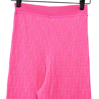 FENDI | Neon Pink FF Monogram Knit Leggings