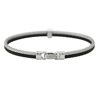 ALOR | Two-Tone Pave Diamond Station Cable Bracelet