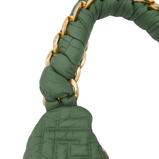 BALMAIN | Green Pillow Monogram Quilted Nylon Hobo Bag