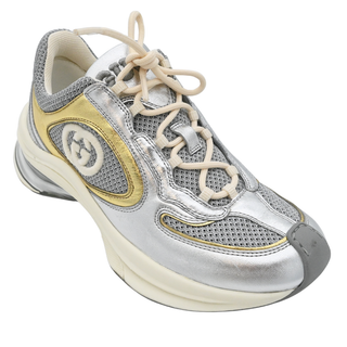 GUCCI | Silver & Gold Metallic Leather Run Sneakers