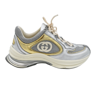 GUCCI | Silver & Gold Metallic Leather Run Sneakers