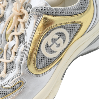 GUCCI | Silver & Gold Metallic Leather Run Sneakers
