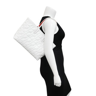 CHRISTIAN LOUBOUTIN | White Nappa Embossed Leather Cabata Tote Bag