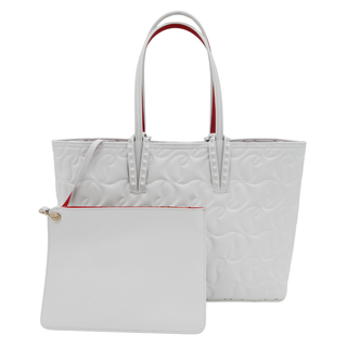 CHRISTIAN LOUBOUTIN | White Nappa Embossed Leather Cabata Tote Bag