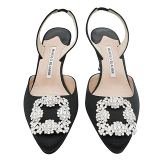 MANOLO BLAHNIK | Hangisi Crystal Buckle Slingback Pumps