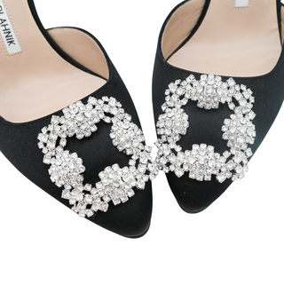 MANOLO BLAHNIK | Hangisi Crystal Buckle Slingback Pumps