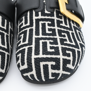 BALMAIN | Anthem Monogram Canvas Buckle Mules