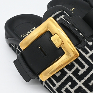BALMAIN | Anthem Monogram Canvas Buckle Mules