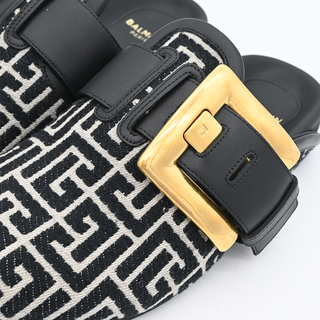 BALMAIN | Anthem Monogram Canvas Buckle Mules