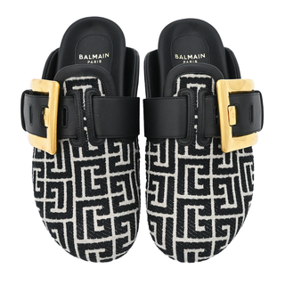 BALMAIN | Anthem Monogram Canvas Buckle Mules