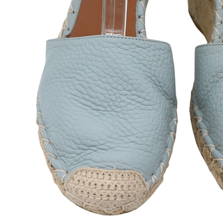 VALENTINO GARAVANI | Light Blue Leather Rockstud Wrap Strap Espadrille Wedges