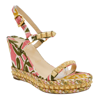 CHRISTIAN LOUBOUTIN | Pyra Clou Satin Floral Spike Wedge Sandals